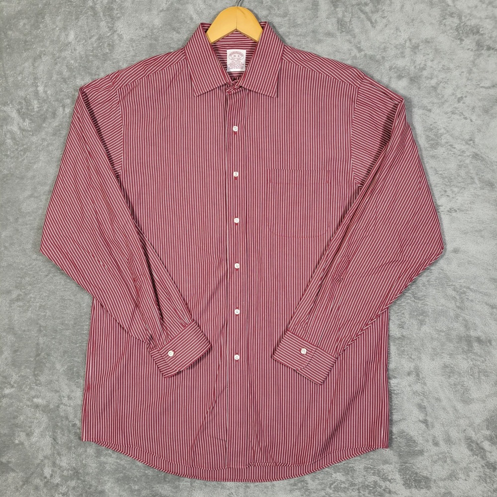 Brooks Brothers Shirt Mens 16 4 Long Sleeve Button Dress Red Stripe Cotton
